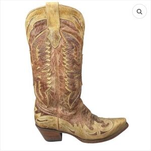 Corral Women's Brown Distressed Eagle Overlay Western Cowgirl Boots